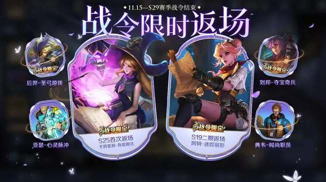 王者荣耀s29赛季战令返场皮肤有哪些-s29赛季战令返场皮肤名单