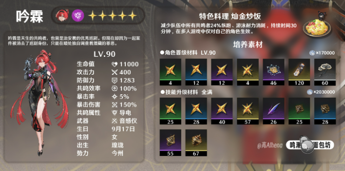 鸣潮吟霖养成材料有哪些-吟霖所需升级材料一览