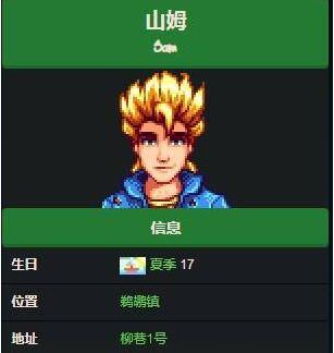 星露谷物语山姆喜欢什么礼物-山姆喜好介绍