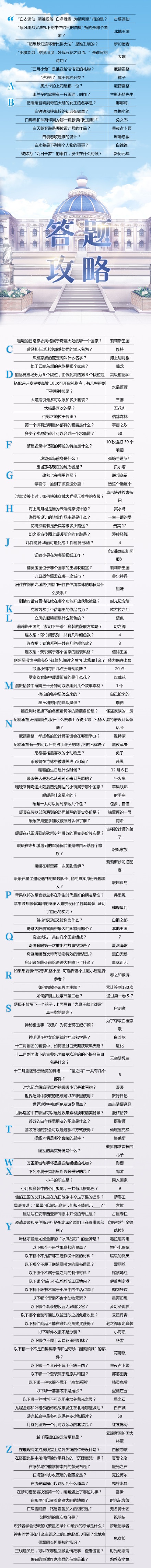 奇迹暖暖知识问答答案汇总