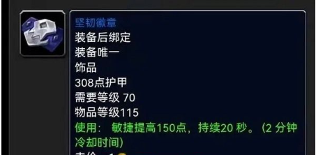 魔兽世界坚韧徽章的属性图