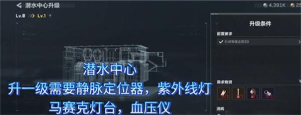 三角洲行动潜水中心收藏室升级材料有哪些