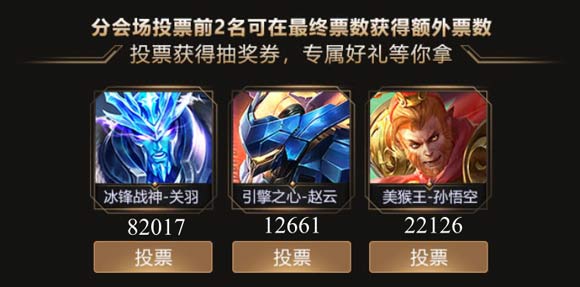 王者荣耀国庆返场投票活动开启 冰锋战神遥遥领先