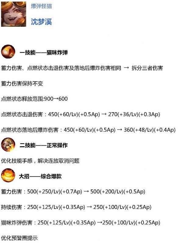 王者荣耀11月2日体验服更新 沈梦溪终于挨刀了