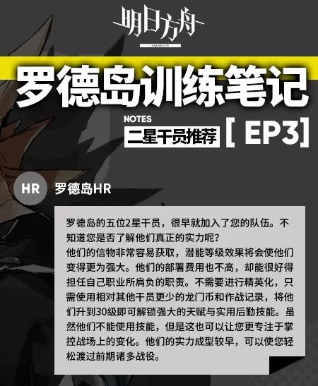 明日方舟二星干员练哪个_明日方舟二星干员培养推荐