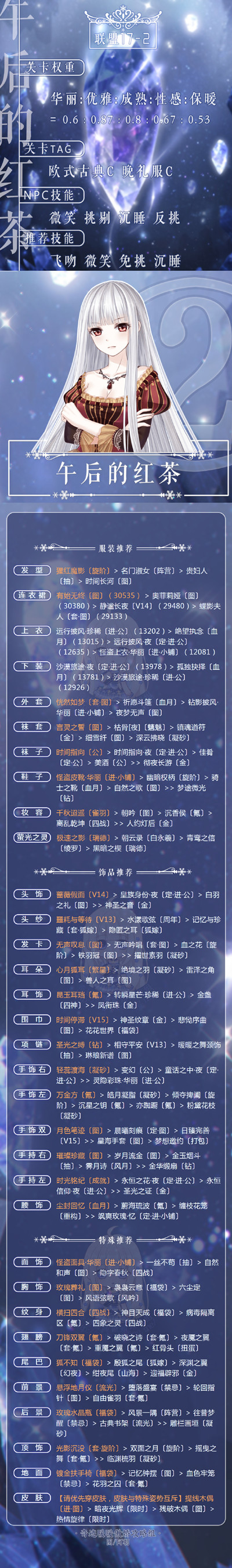 奇迹暖暖17-2午后的红茶怎么搭配高分_17-2午后的红茶高配顶配攻略