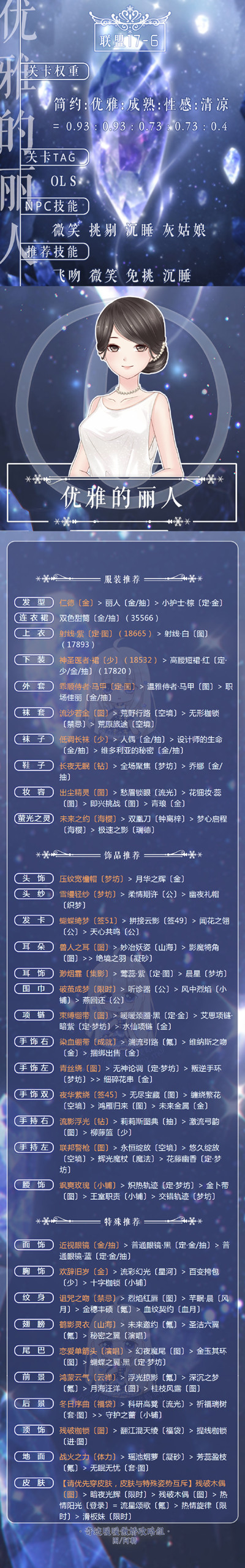 奇迹暖暖联盟委托17-6优雅的丽人怎么搭配高分_17-6优雅的丽人高配顶配攻略