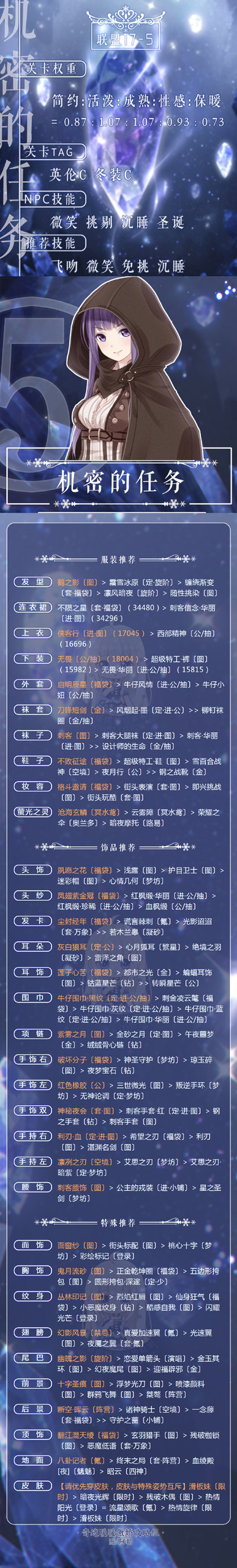 奇迹暖暖联盟委托17-5机密的任务怎么搭配高分_17-5机密的任务高配顶配攻略