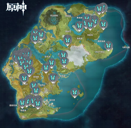 原神蝴蝶地图位置一览 原神蝴蝶地图位置一览