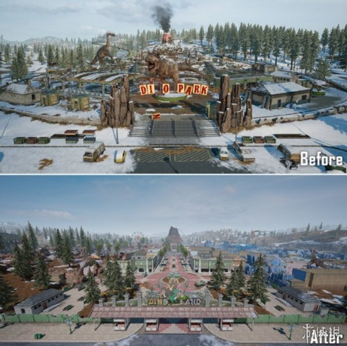 绝地求生新旧恐龙乐园有什么不同_绝地求生发布恐龙乐园新旧对比图